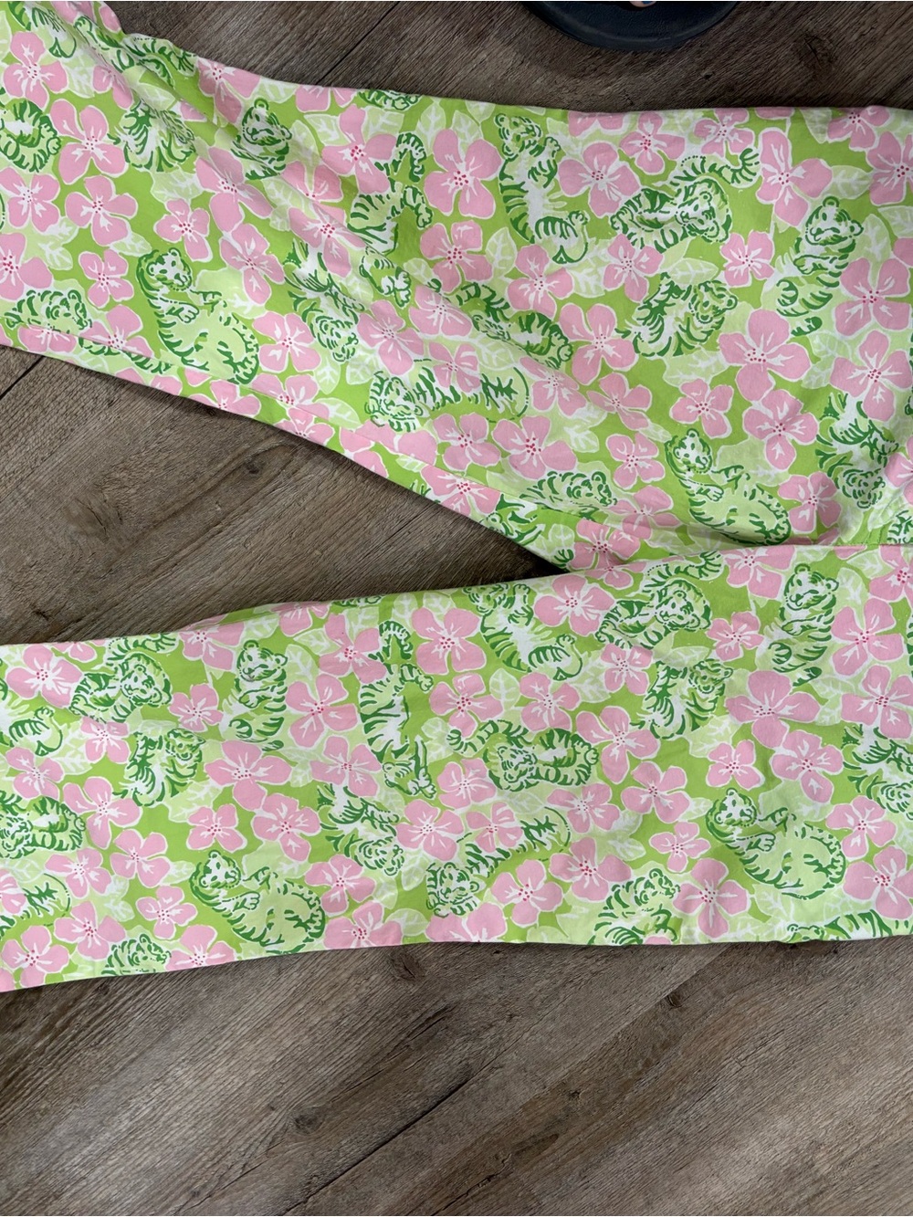 Lilly Pulitzer Pink Floral & Green Tiger Print Kids Leggings